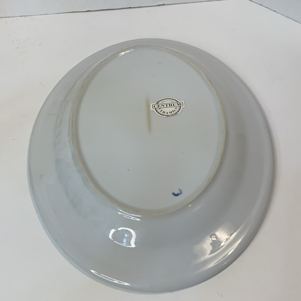 SOLD….CENTRUM CERAMICS (CHINA) LARGE SERVING PLATTER BLUE/WHITE FLORAL (LABEL) - Picture 5 of 7